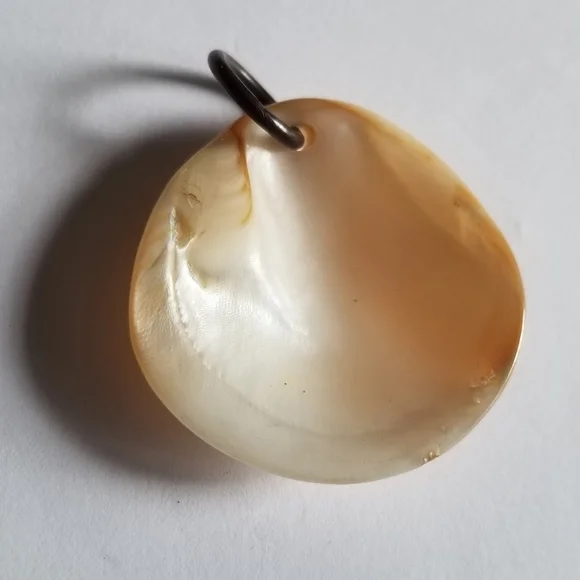 Vintage seashell pendant mother of pearl ocean coastal gold tone beach shell - Picture 3 of 10